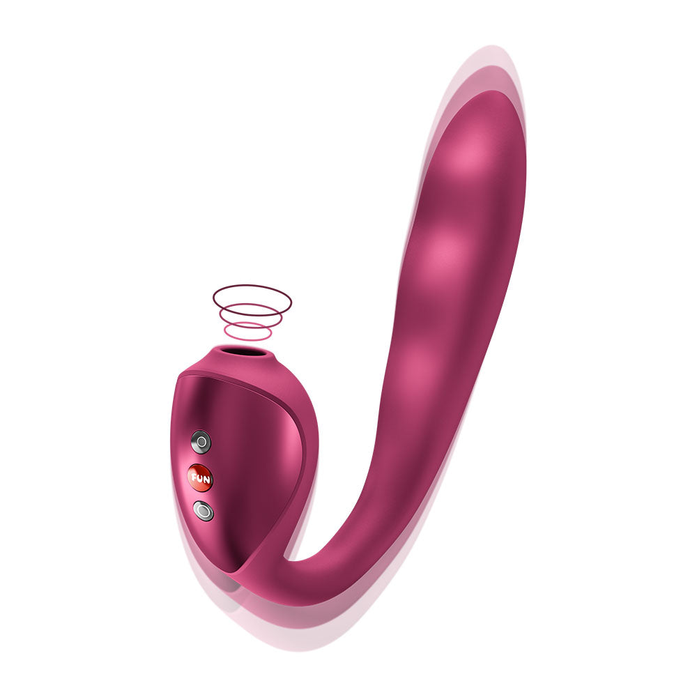 Fun Factory STRONIC PULSE ALLEGRO - Wine Red USB-C Rechargeable Thrusting Vibrator with Air Pulse Stimulator - FF001043WR01