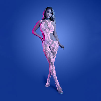 GLOW Equilibrium Bodystocking - OS - Glow In Dark Pink - One Size-GL2549-OS-B