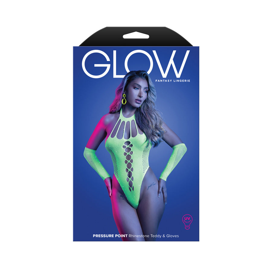 GLOW Pressure Point Teddy - OS - Glow In Dark Green - One Size-GL2551-OS-B
