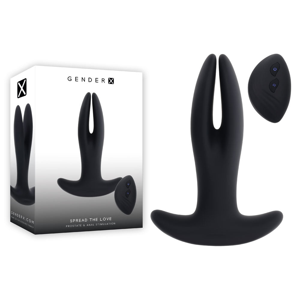 Gender X SPREAD THE LOVE - Black USB Rechargeable Stretching Anal Plug with Wireless Remote - GX-RS-6190-2