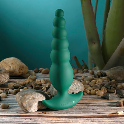 Gender X THE RATTLER - Green 17 cm USB Rechargeable Vibrating and Twirling Anal Plug - GX-RS-7357-2