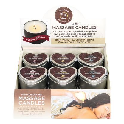 EB Hemp Seed Lovers Heart Candle Display - Counter Display of 12 and Tester - HSCV026D