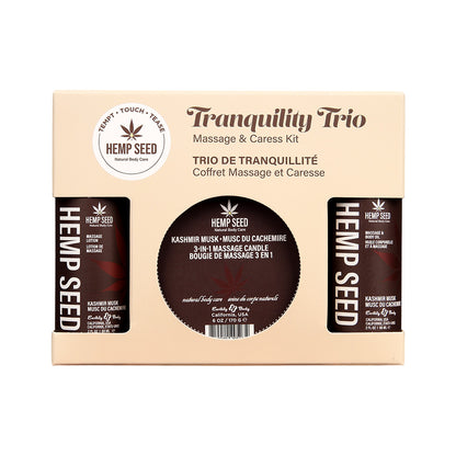 Hemp Seed Tranquility Trio - Kashmir Musk - Kashmir Musk Scented Massage & Caress Kit - 3 Piece Kit - HSMIB2513