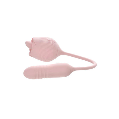 Adam & Eve THRUST & TICKLE Rose Vibrator - Pink USB Rechargeable Flickering Rose Stimulator with Thrusting Bullet-I489 6200