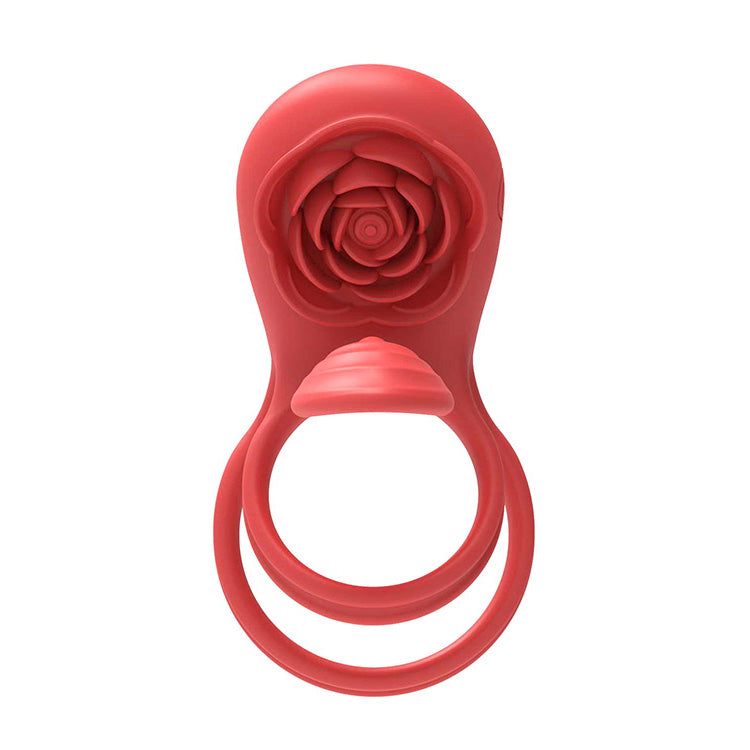 Adam & Eve VIBRATING ROSE GIRTH ENHANCER - Red USB Rechargeable Vibrating Cock & Ball Rings - J660 6000