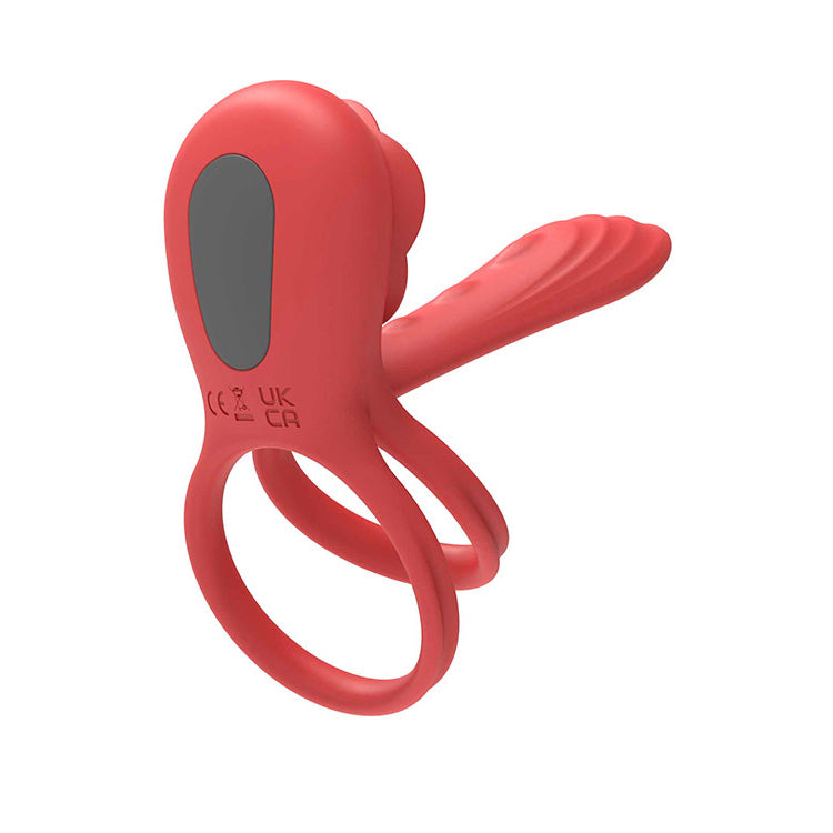 Adam & Eve VIBRATING ROSE GIRTH ENHANCER - Red USB Rechargeable Vibrating Cock & Ball Rings - J660 6000