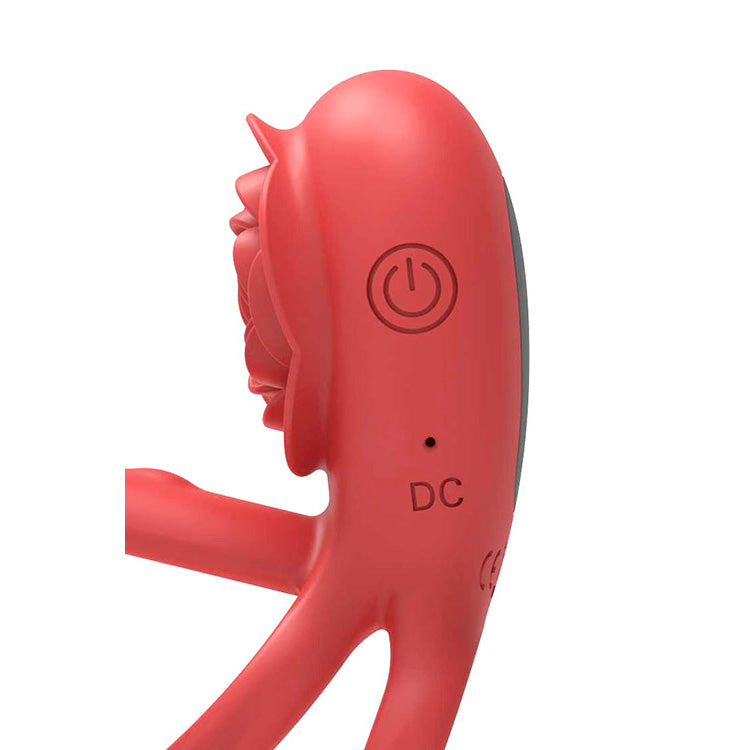 Adam & Eve VIBRATING ROSE GIRTH ENHANCER - Red USB Rechargeable Vibrating Cock & Ball Rings - J660 6000