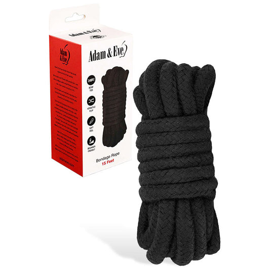 Adam & Eve BONDAGE ROPE - 4.5 metre (15 feet) - Black Bondage Rope - 4.5 metre Length-J973 8005