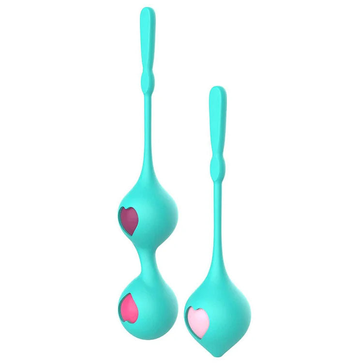 Adam & Eve EVES KEGEL HEARTS - Teal Weighted Kegel Balls - Set of 2 - L030 9000