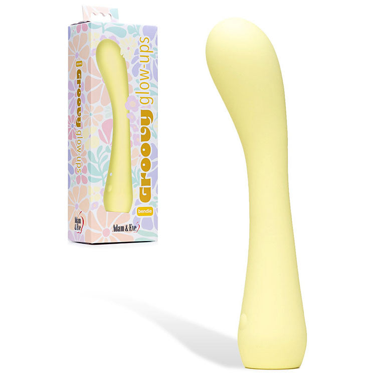 Adam & Eve GROOVY GLOW-UPS Bendie - Yellow 18.4 cm USB Rechargeable G-Spot Vibrator - L180 7000