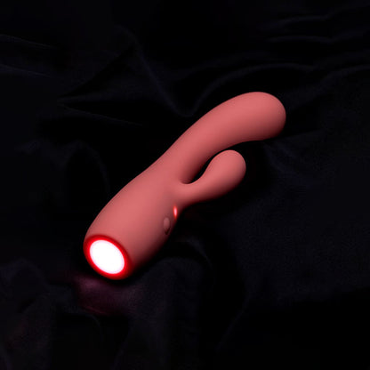 Adam & Eve GROOVY GLOW-UPS Curvie - Red 17.8 cm USB Rechargeable Rabbit Vibrator - L182 0900