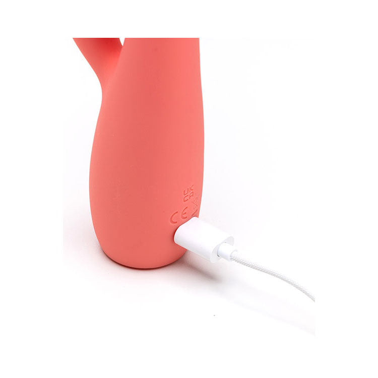 Adam & Eve GROOVY GLOW-UPS Curvie - Red 17.8 cm USB Rechargeable Rabbit Vibrator - L182 0900
