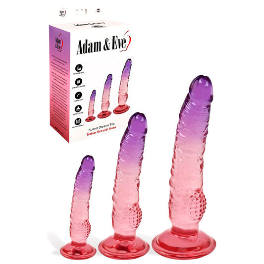 Adam & Eve SUNSET DREAMS TRIO - Pink/Purple Dildos - Set of 3 Sizes - L294 9000