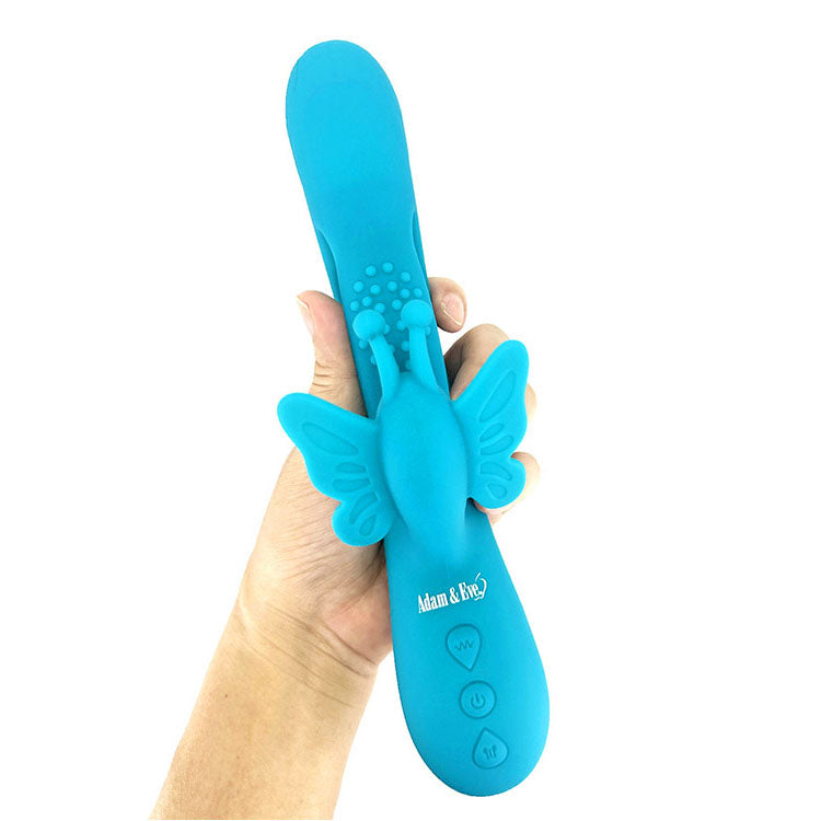 Adam & Eve BUTTERFLY EMBRACE - Blue - Blue 24.1 cm USB Rechargeable Butterfly Vibrator - L335 4600