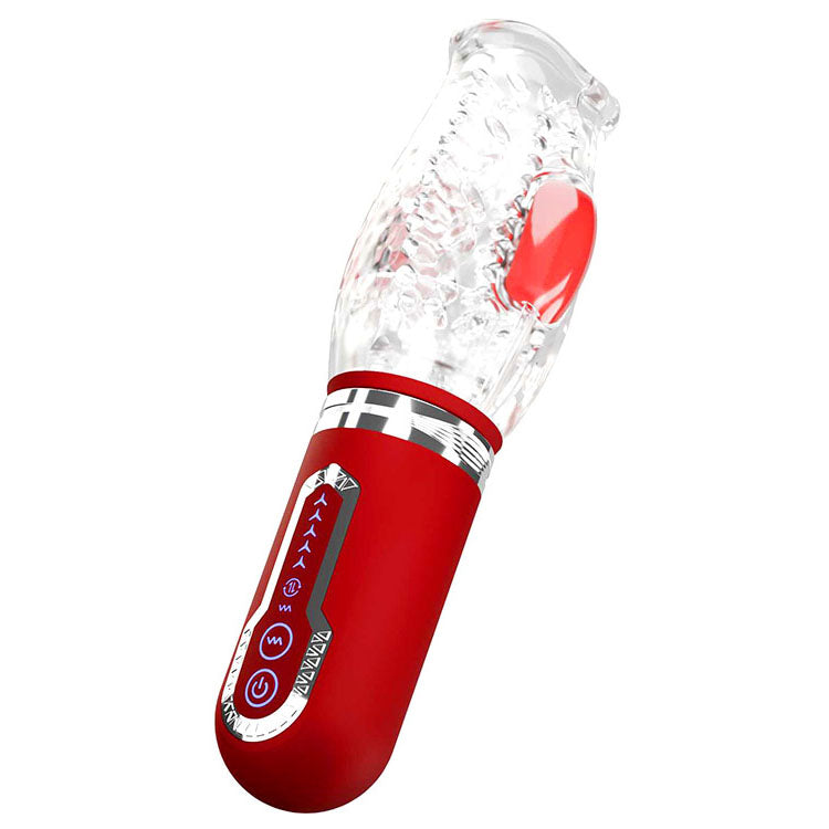 Adam & Eve PLEASURE PRO 3000 - Clear/Red USB Rechargeable Thrusting & Rotating Auto Stroker-L432 6000