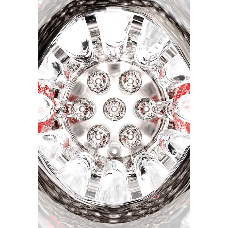 Adam & Eve PLEASURE PRO 3000 - Clear/Red USB Rechargeable Thrusting & Rotating Auto Stroker-L432 6000