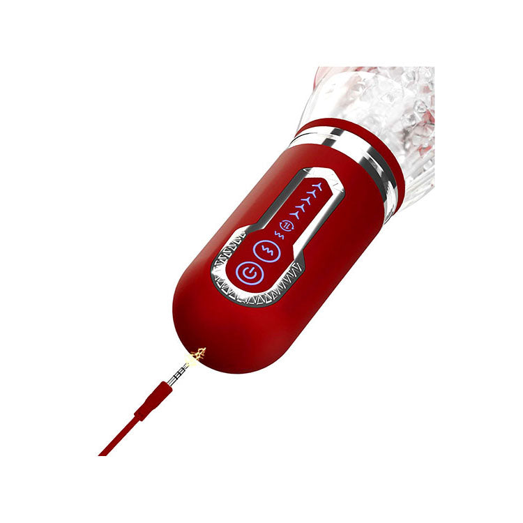 Adam & Eve PLEASURE PRO 3000 - Clear/Red USB Rechargeable Thrusting & Rotating Auto Stroker-L432 6000