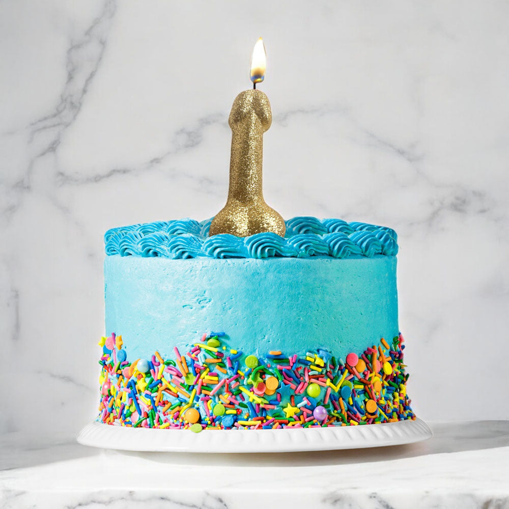 Glitterati Gold Glitter Penis Candle - Gold 10 cm Penis Party Candle-LGCP.1243