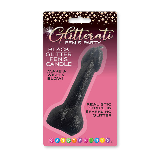 Glitterati Black Glitter Penis Candle - Black 10 cm Penis Party Candle-LGCP.1244