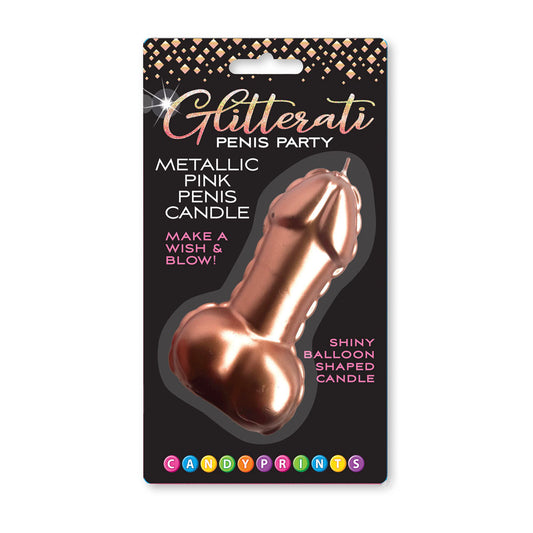 Glitterati Metallic Pink Penis Candle - Rose Gold 10 cm Penis Party Candle-LGCP.1245