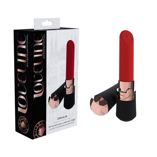 LOVELINE Dahlia - Black - Black/Red 12.5 cm USB Rechargeable Lipstick Vibrator-LOVU083BLK