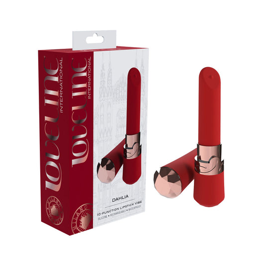 LOVELINE Dahlia - Red - Red 12.5 cm USB Rechargeable Lipstick Vibrator-LOVU083RED