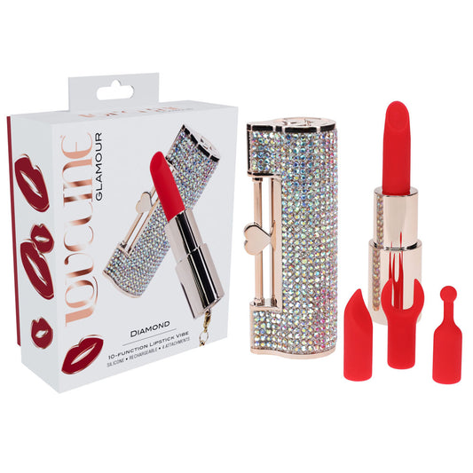 LOVELINE Diamond - Red - Red 8.3 cm USB Rechargeable Lipstick Vibrator - LOVU098IRI