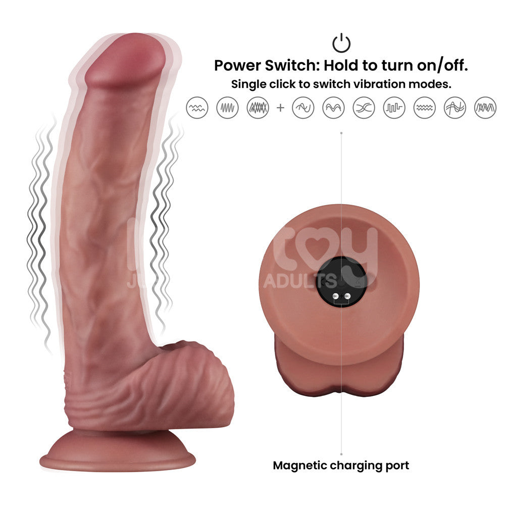 Dual Density Power Cock - 9 Inch Flesh - Flesh 23 cm USB Rechargeable Vibrating Dildo - LV110204