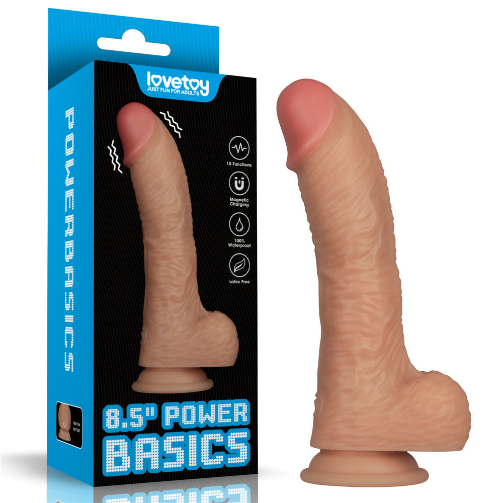 8.5 Inch Power Basics - Flesh 21.6 cm USB Rechargeable Vibrating Dong - LV111203