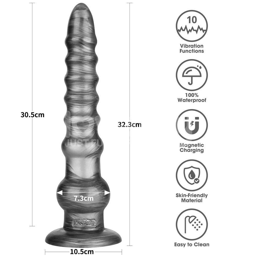 King Sized Vibrating Vibrax Slider - Grey 32.3 cm (12.5) USB Rechargeable Vibrating Dildo-LV121202