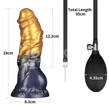 Aerosx 7.5 Inch Dual Density Inflatable Dildo - Gold/Blue 24 cm Inflatable Fantasy Dildo-LV416001