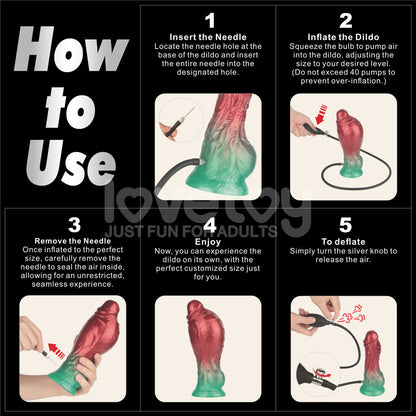 Aerosx 8 Inch Dual Density Inflatable Dildo - Red/Green 28 cm Inflatable Fantasy Dildo-LV416012