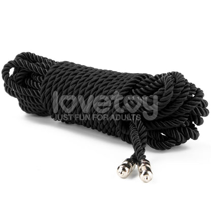Rebellion Reign Silky Bondage Rope - Black - Black Bondage Rope - 10 metre length-LV761301