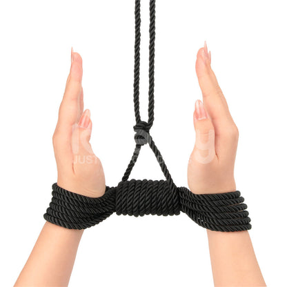 Rebellion Reign Silky Bondage Rope - Black - Black Bondage Rope - 10 metre length-LV761301