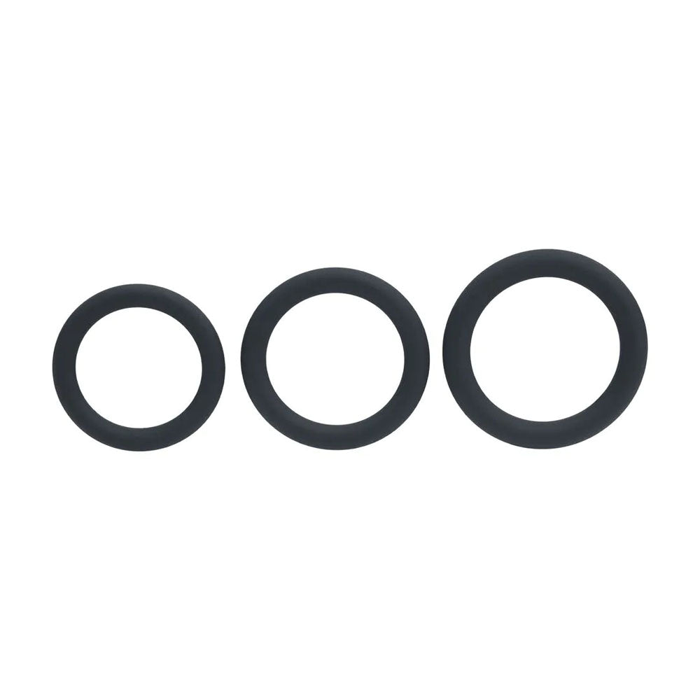 LEVELZ Classic Silicone Cock Ring Set - L/XL/XXL - Black Cock Rings - Set of 3 Sizes-LVL01-0007BLK