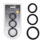 LEVELZ Wide O Silicone Cock Ring Set of 3 - S/M/L - Black Cock Rings - Set of 3 Sizes-LVL01-0014BLK