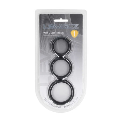 LEVELZ Wide O Silicone Cock Ring Set of 3 - S/M/L - Black Cock Rings - Set of 3 Sizes-LVL01-0014BLK