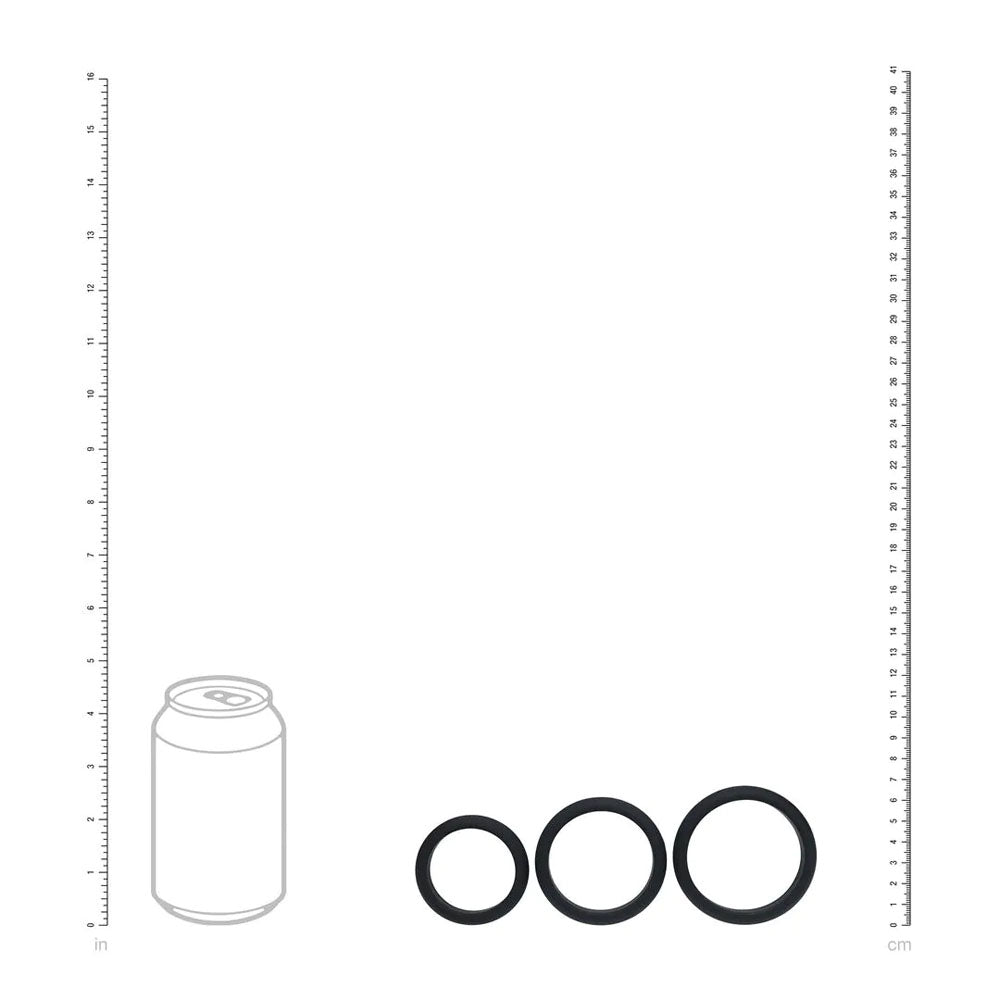 LEVELZ Wide O Silicone Cock Ring Set of 3 - L/XL/2X - Black Cock Rings - Set of 3 Sizes-LVL01-0015BLK