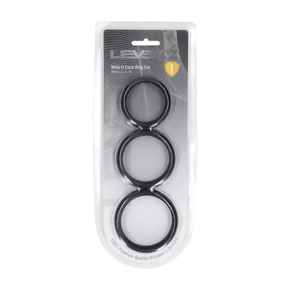 LEVELZ Wide O Silicone Cock Ring Set of 3 - L/XL/2X - Black Cock Rings - Set of 3 Sizes-LVL01-0015BLK