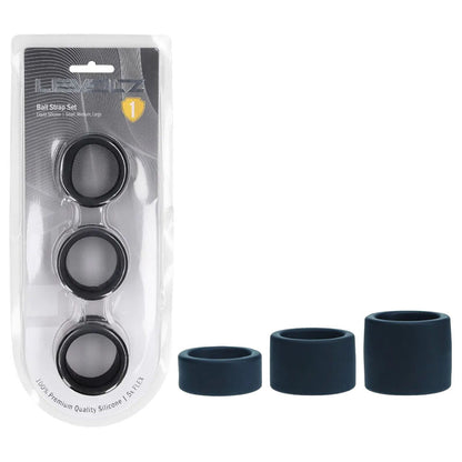 LEVELZ Liquid Silicone Ball Strap Set of 3 - Black - Black Ball Stretchers - Set of 3 Sizes-LVL01-0020BLK