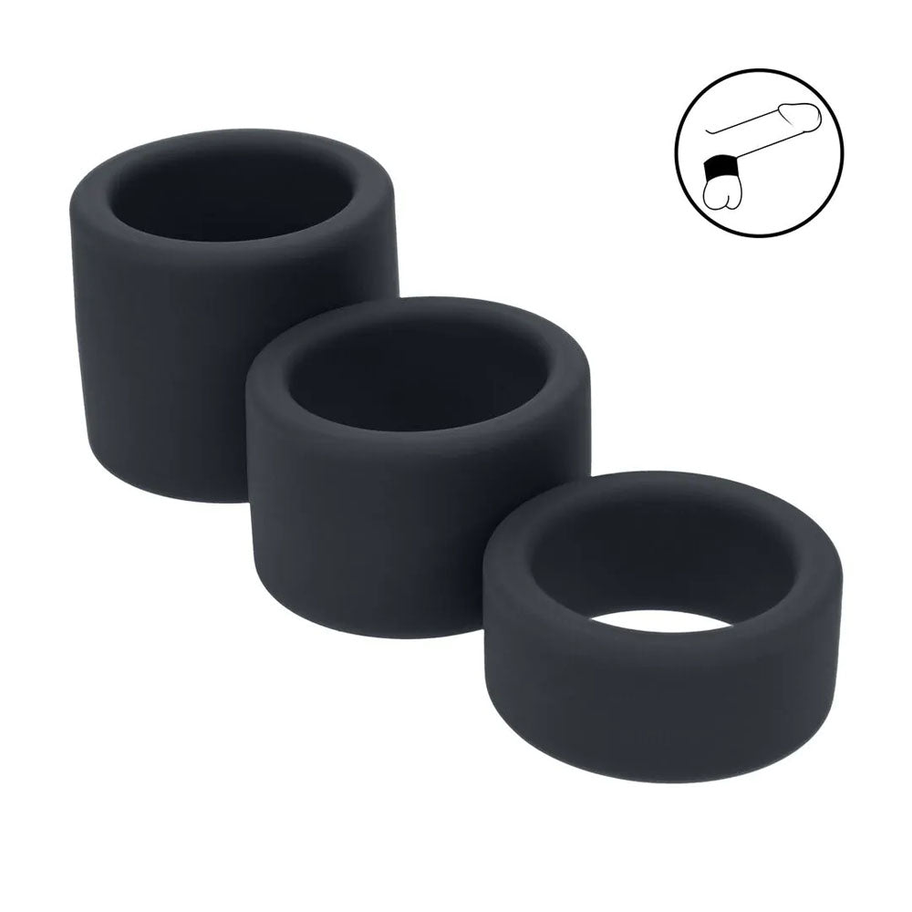 LEVELZ Liquid Silicone Ball Strap Set of 3 - Black - Black Ball Stretchers - Set of 3 Sizes-LVL01-0020BLK