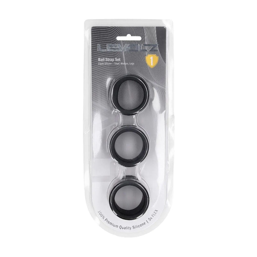 LEVELZ Liquid Silicone Ball Strap Set of 3 - Black - Black Ball Stretchers - Set of 3 Sizes-LVL01-0020BLK