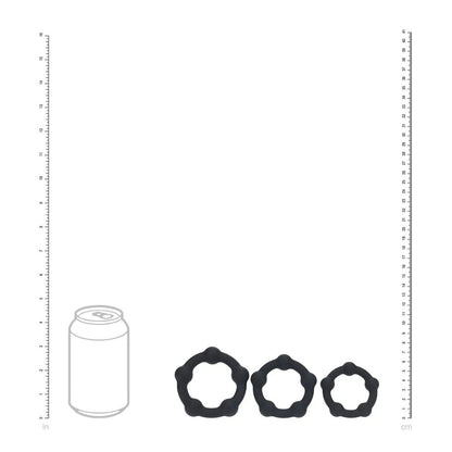 LEVELZ Beaded Silicone Cock Ring Set of 3 - Black - Black Cock Rings - Set of 3 Sizes-LVL01-0024BLK