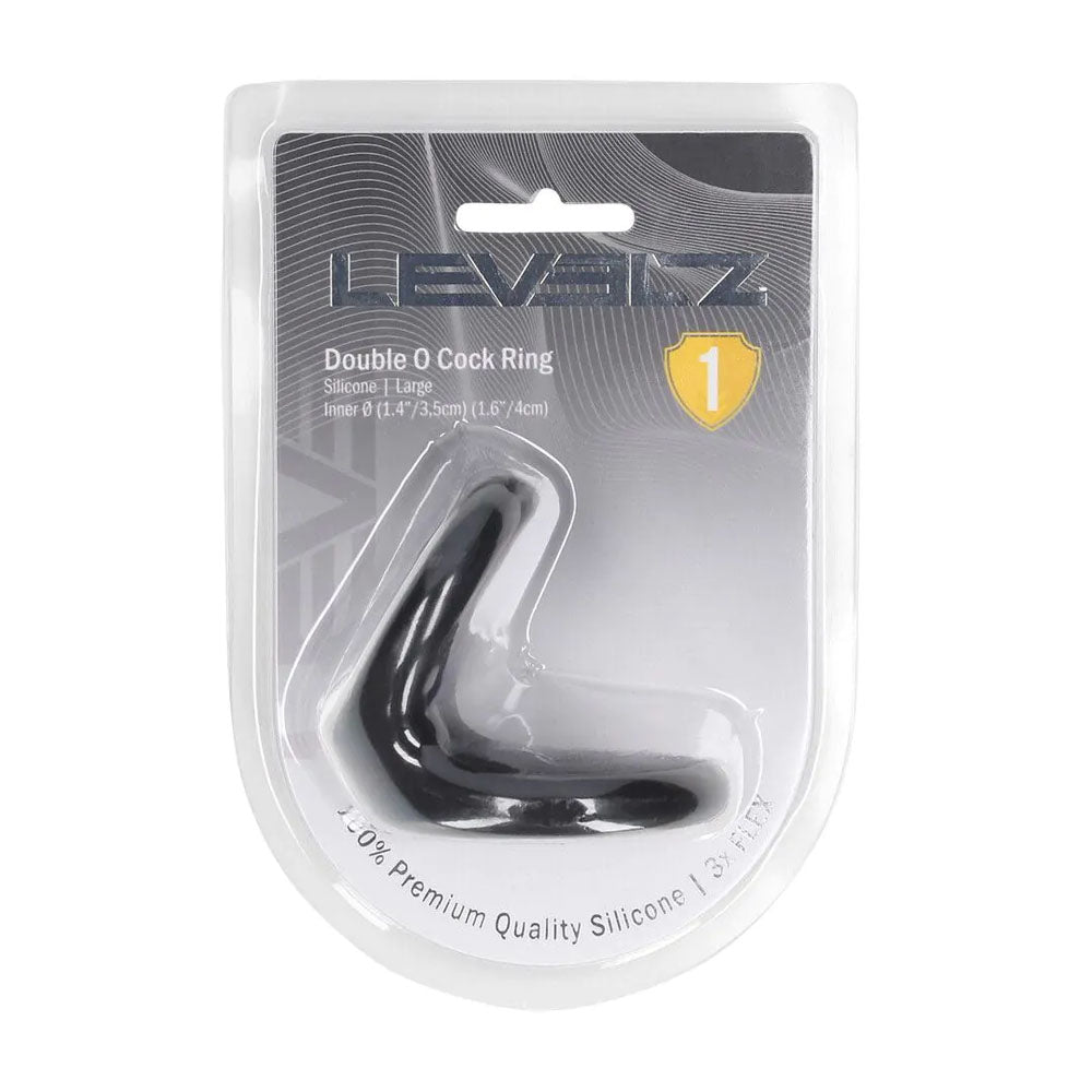 LEVELZ Double O Silicone Cock Ring - L - Black - Black Cock & Balls Rings-LVL01-0027BLK