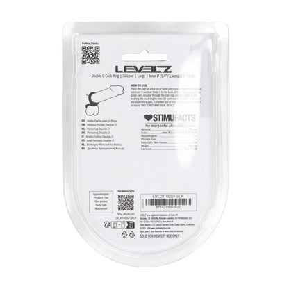 LEVELZ Double O Silicone Cock Ring - L - Black - Black Cock & Balls Rings-LVL01-0027BLK