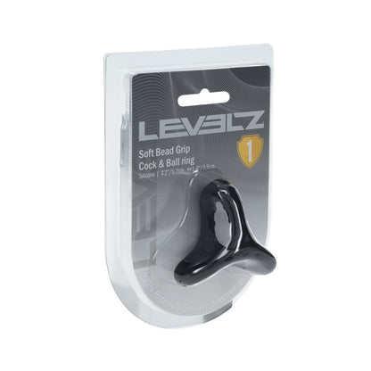 LEVELZ Soft Bead Grip Silicone Cock Ring - Black - Black Cock & Balls Rings - LVL01-0032BLK