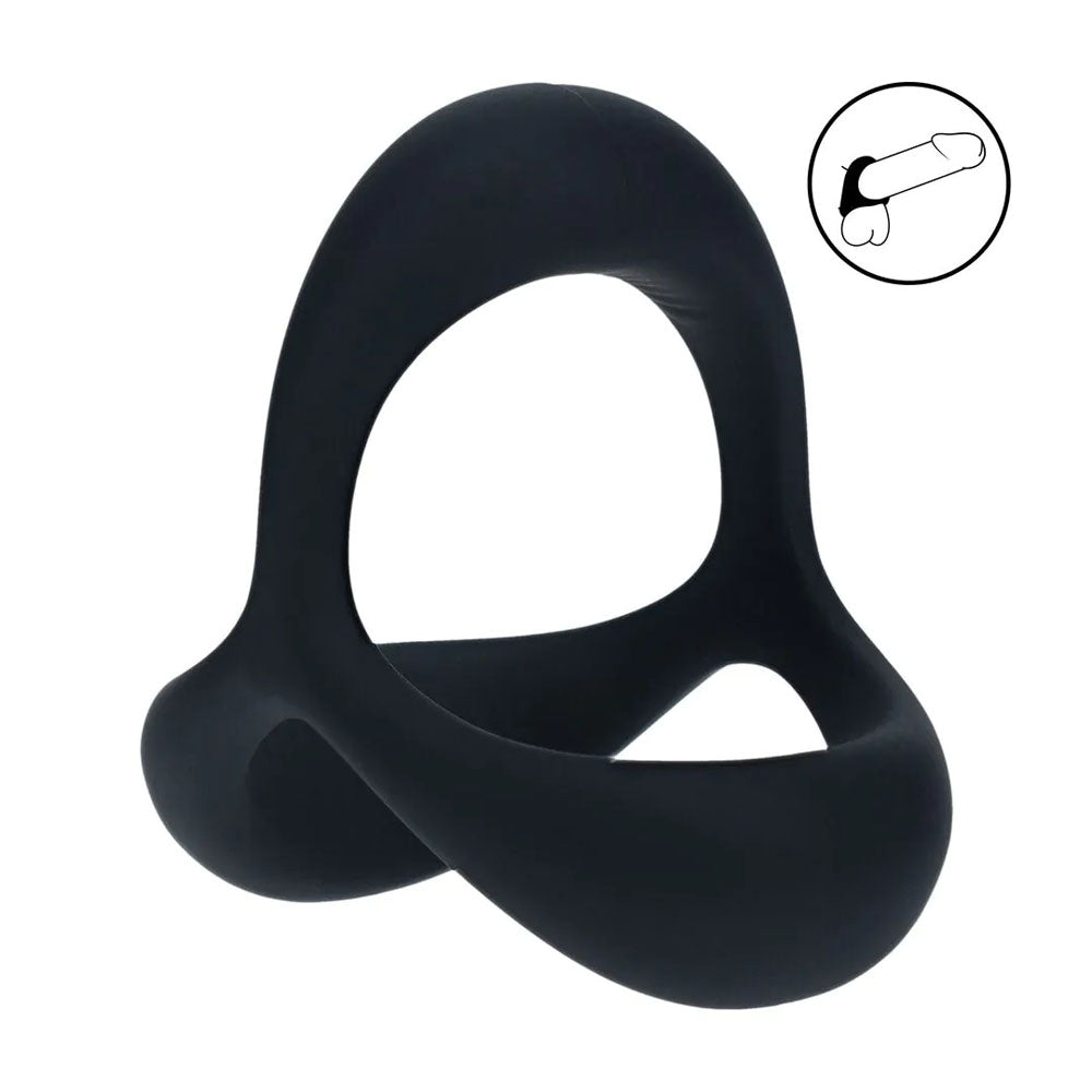 LEVELZ Tri O Ergo Silicone Cock Ring - Black - Black Cock & Balls Rings-LVL01-0033BLK