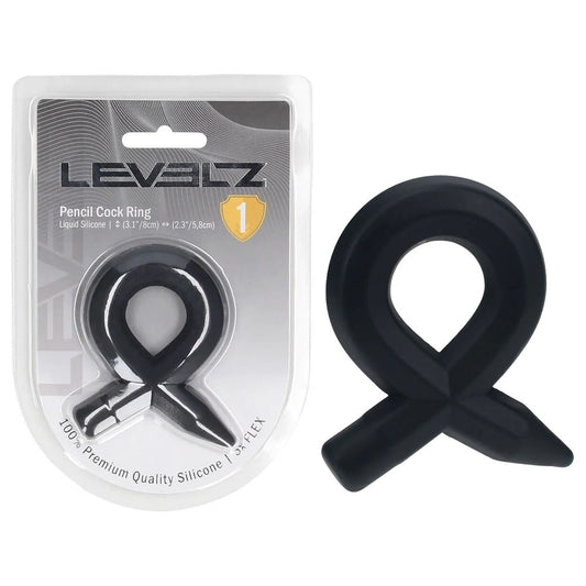 LEVELZ Pencil Liquid Silicone Cock Ring - Black Cock Ring-LVL01-0035BLK