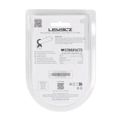 LEVELZ Pencil Liquid Silicone Cock Ring - Black Cock Ring-LVL01-0035BLK