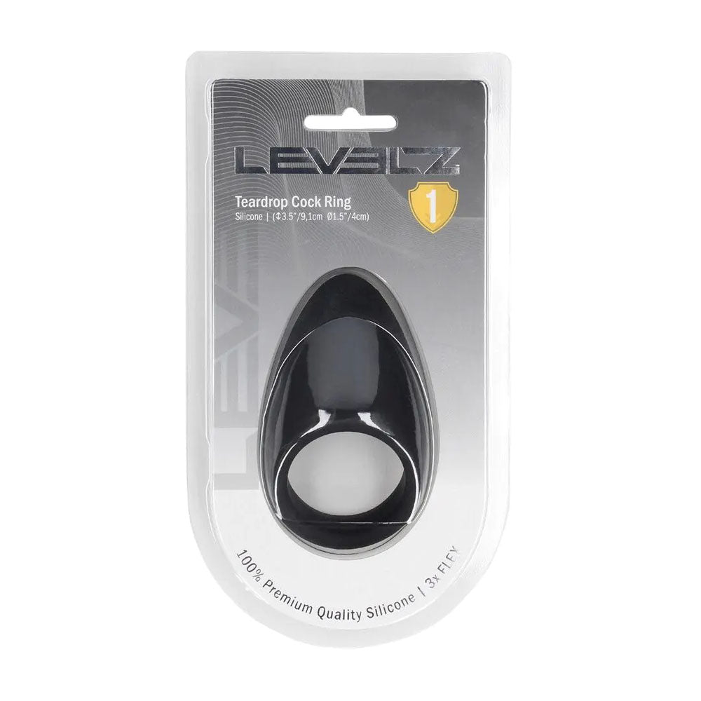 LEVELZ Teardrop Silicone Cock Ring - Black - Black Cock Ring-LVL01-0036BLK